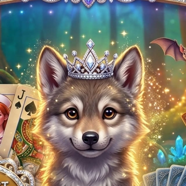 The Forest Wolf, a baby wolf in a sparkling crown